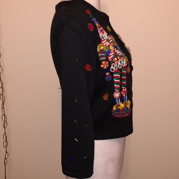 Vintage Michael Simon Girl Christmas Holiday Nutcracker beaded sweater - Picture 3 of 7